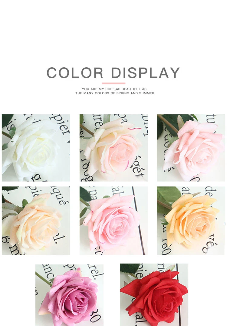 Artificial Silk Flowers Realistic Roses Bouquet Long Stem for Home Wedding Decoration Party