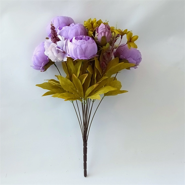 Artificial 13 Heads Silk Peony Flowers Bouquet for Home Wedding Decoration