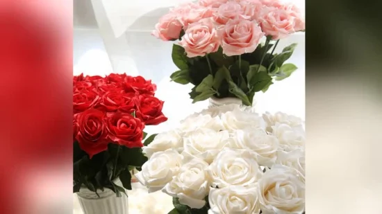 Künstliche Seidenblumen, realistischer Rosenstrauß, langer Stiel für Zuhause, Hochzeit, Dekoration, Party